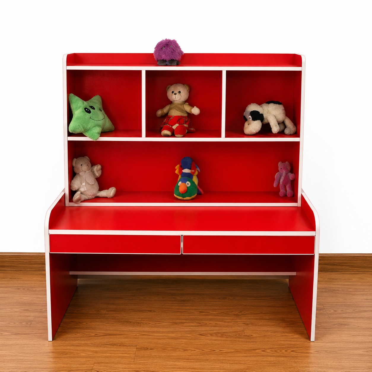 Kids' Study Table with Hanging Shelves & Storage